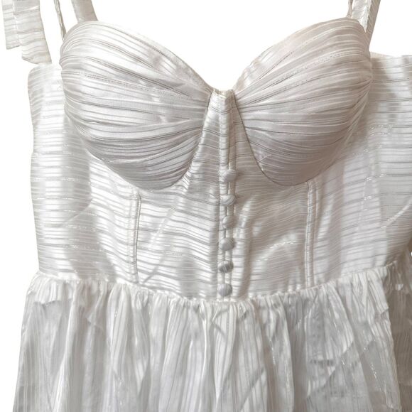 ADEIRLINA Fragrant Jasmine Pearl Corset Mini Dress White NWT XL - Picture 3 of 5